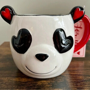 Sheffield Home| Panda Handcrafted Ceramic Hand Painted Mug Red White Black NEW